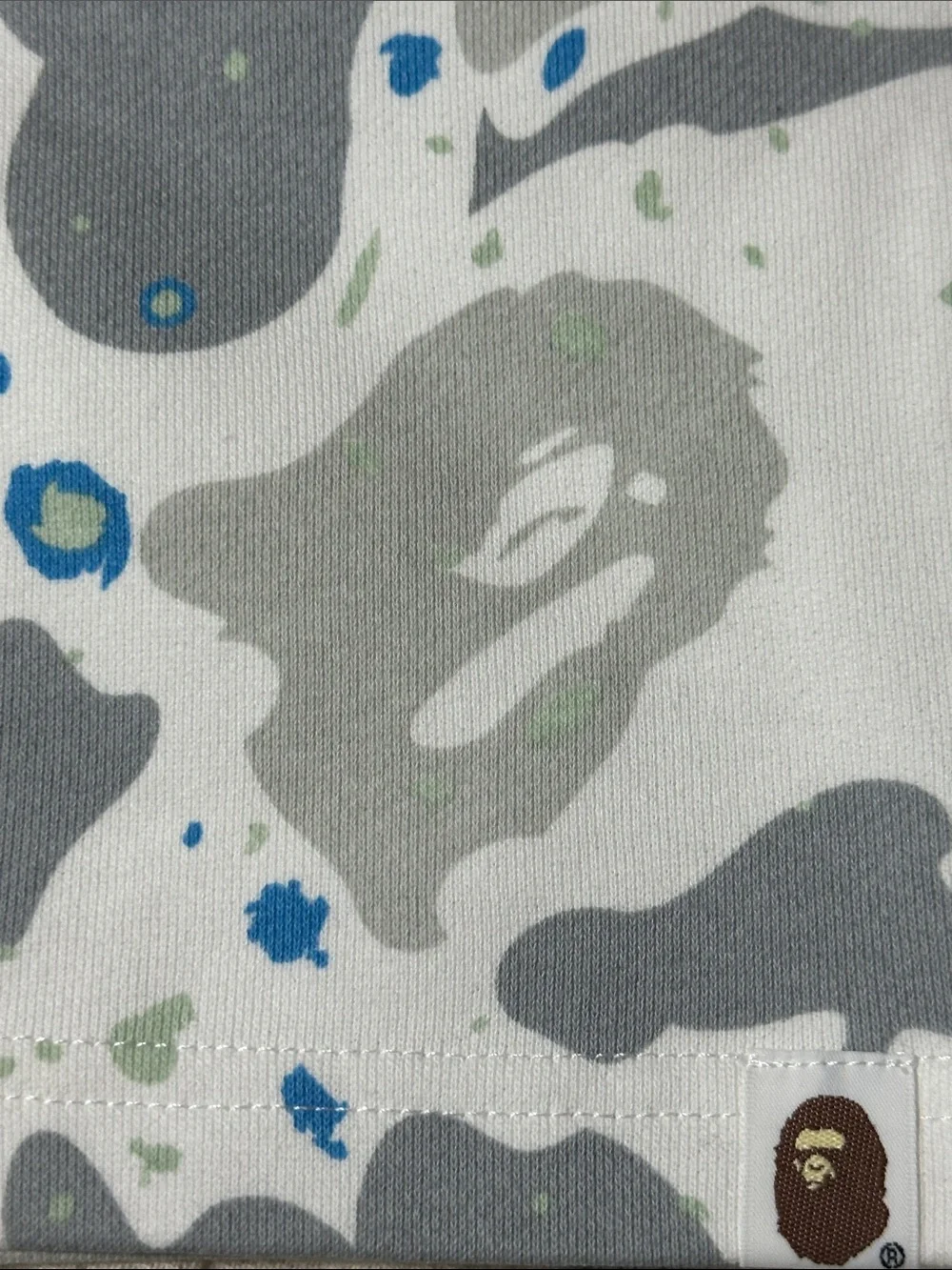 BAPE Color Camo Shark Sweat Shorts White/Gray Size Medium NWT